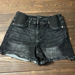 Black wash, raw hem, Judy Blue maternity jean shorts